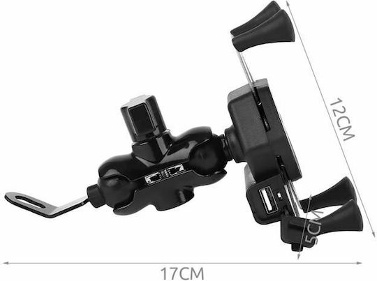 Trizand Mount Phone Motorcycle with Adjustable Arm for Mirror and charger