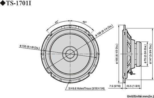 Pioneer Car Speaker Set TS-1701I with 35W RMS (Dual Cone)