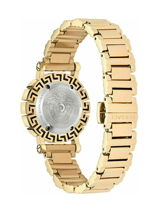 Versace Greca Glam Diamond Watch with Gold Metal Bracelet