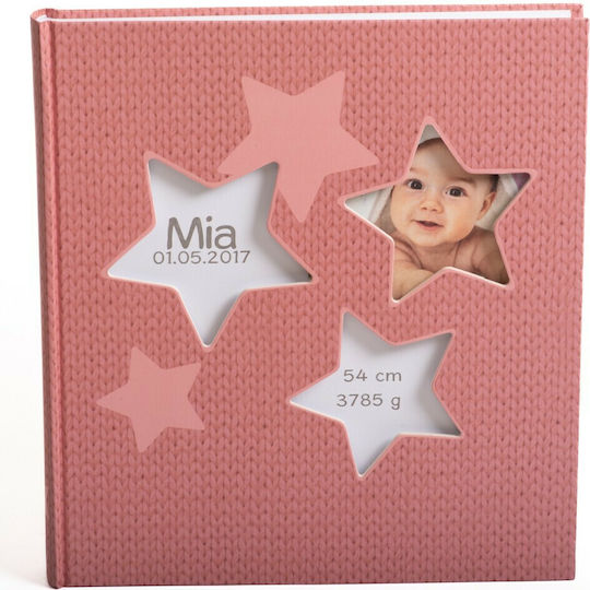 Walther Children's Album Estrella 50 Pages Suitable for Photos 10x15cm Pink with Rice Paper 28x30.5cm