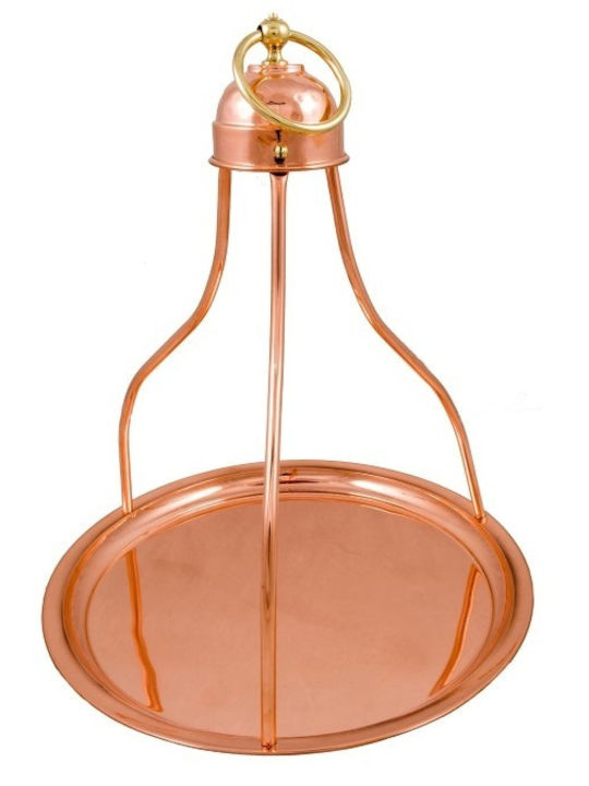 Round Coffee Tray Metallic with Handle In Rose Gold Colour 25x25cm 1pcs