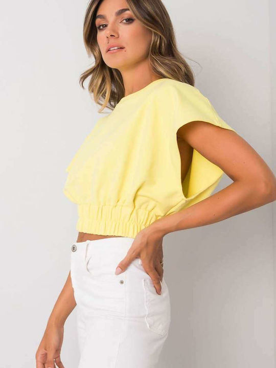 Fancy Women's Summer Crop Top Cotton Short Sleeve Yellow