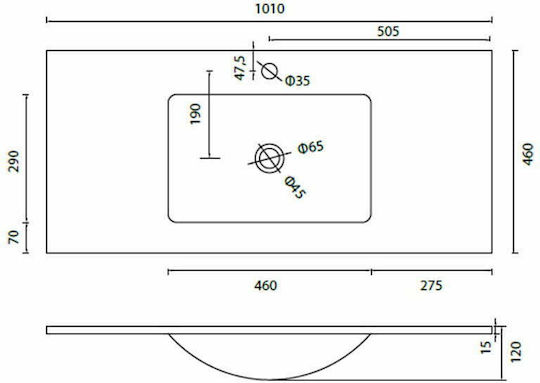 Karag Vetro Inset Sink Glass 101x46x12cm Silver
