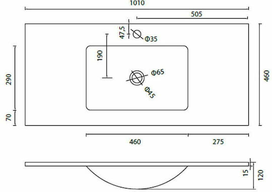 Karag Vetro Inset Sink Glass 101x46x12cm Gold