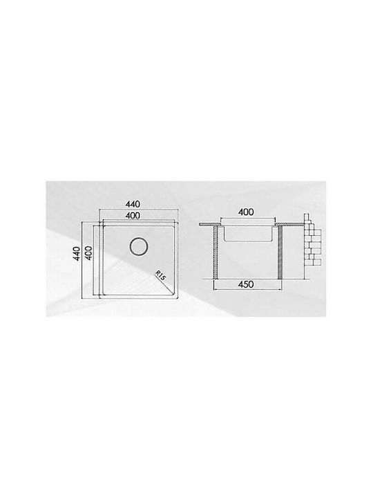 Excel Victoria 720MAS356 Undermount Sink Inox Satin W54xD44cm Silver