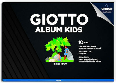 Giotto Картон Canson Album Kids A4 Черно в блок от 10 листа