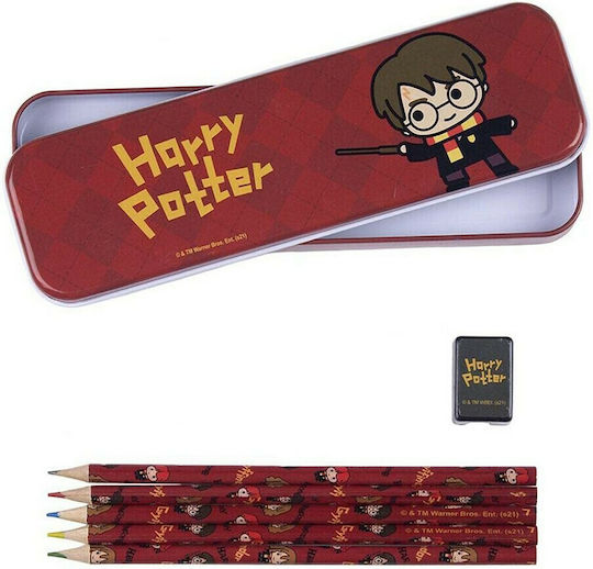 Cerda Harry Potter Kids Stationery Set with Pencil, Sharpener, Eraser, Notebook, Pencil Case, and Colored Pencils 16 Pieces