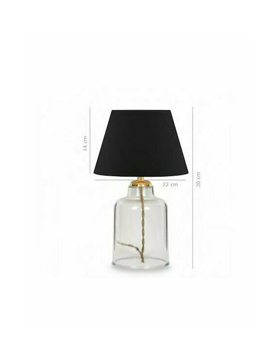 HomeMarkt Glass Table Lamp for Socket E27 with Black Shade and Transparent Base