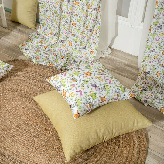 Teoran Față De Pernă Decorativă Pentru Copii Dino Albă 50x30cm
