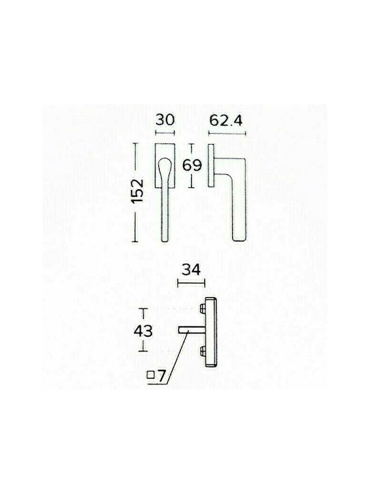 Convex 1515 Λαβή Παραθύρου Χρώμιο Ματ