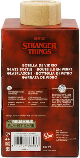 Stor Stranger Things Μπουκάλι Νερού Γυάλινο με Βιδωτό Καπάκι Διάφανο 620ml