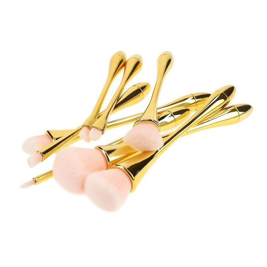 Tools for Beauty Επαγγελματικό Σετ με Πινέλα Μακιγιάζ από Συνθετική Τρίχα Golden Handle 8τμχ