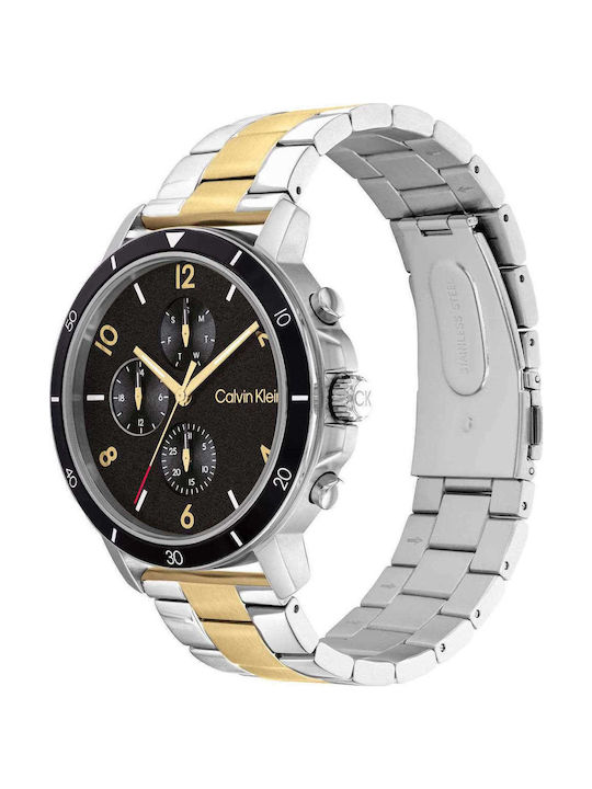 Calvin Klein Sport Ανδρικό Ρολόι 46mm Χρονογράφος Μπαταρίας με Μεταλλικό Μπρασελέ