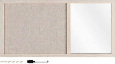 Navaris Cork Notice Board With Mirror and Pins 70x35cm