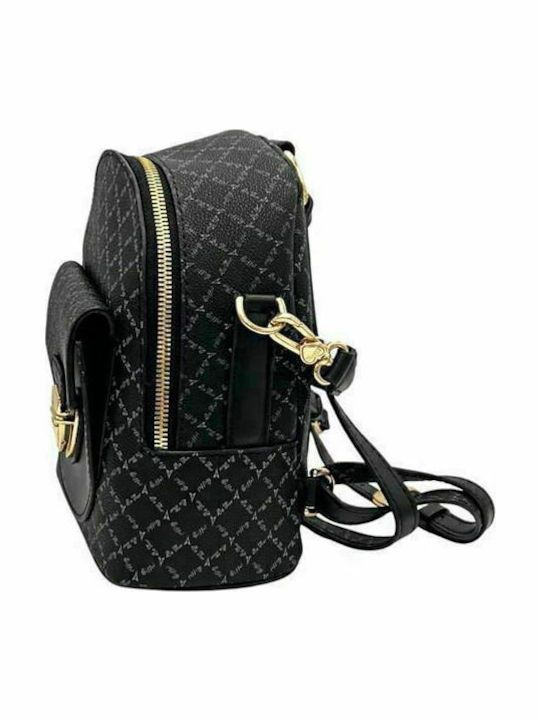 Damentasche Rucksack aus Kunstleder Schwarz/Gold