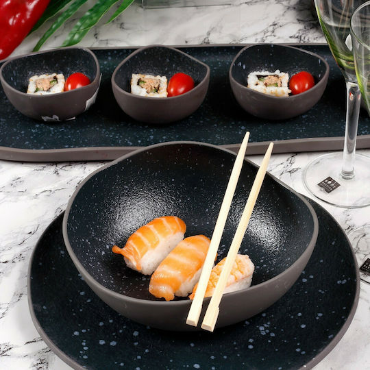 HFA Granite Plate Soup Oval made of Porcelain Blue 18.7x17.5cm