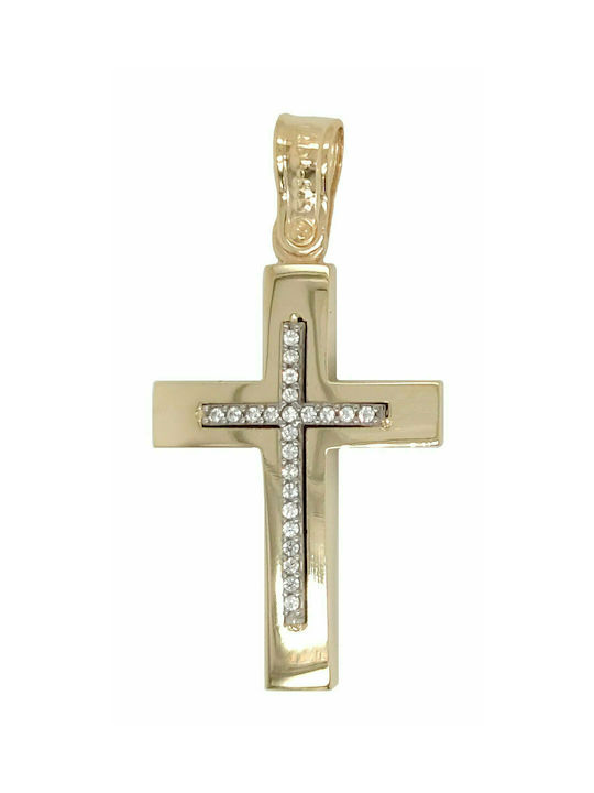 Mertzios.gr Gold Cross 14K Double Sided