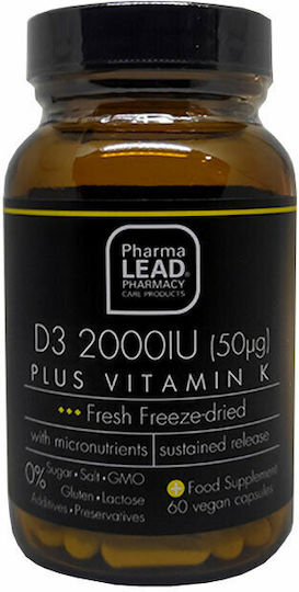 Pharmalead D3 Plus Vitamin K Vitamin for Immune System Boost & Bone Health 2000iu 60 veg. caps