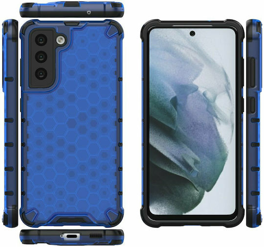 Hurtel Honeycomb Armor Back Cover Plastic / Silicone Durable Blue (Galaxy S21 FE)