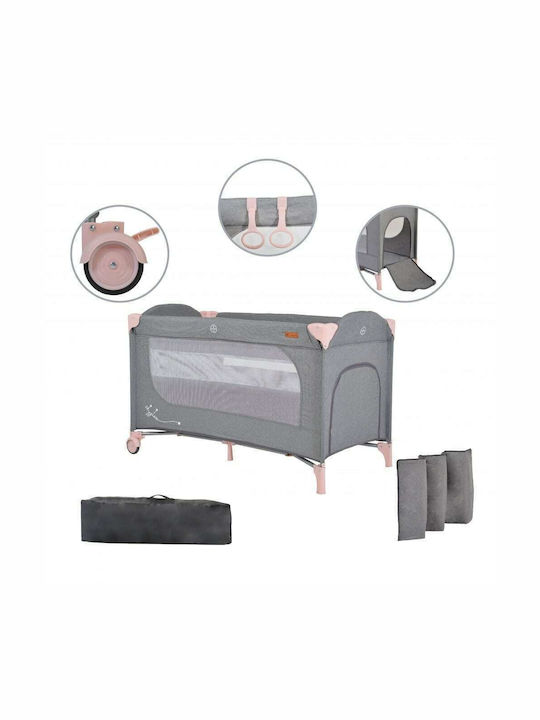 Cangaroo Skyglow Playpen 2 Levels with Mattress Pink extra matt 125x62cm