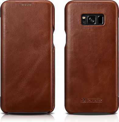 iCarer Vintage Curved Edge Leather Book Red (Galaxy S8)