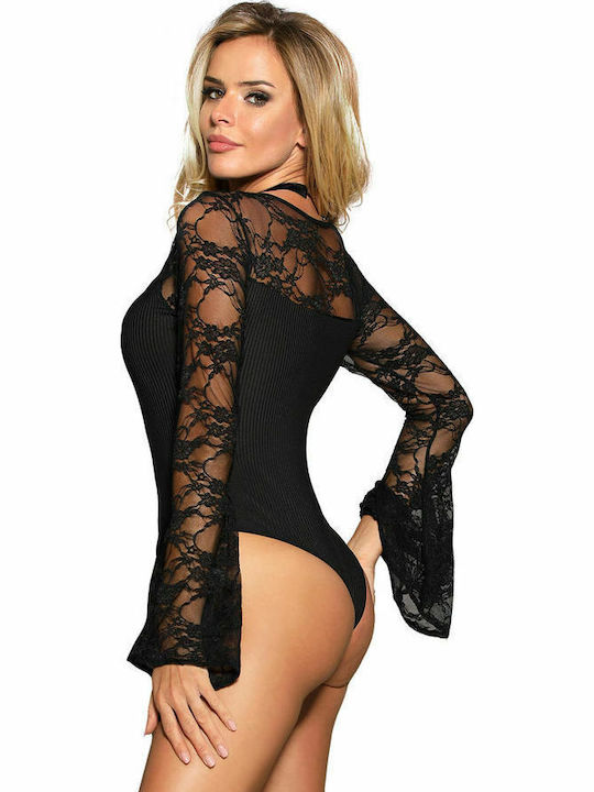 Subblime Sexy Κορμάκι με Δαντέλα Μαύρο