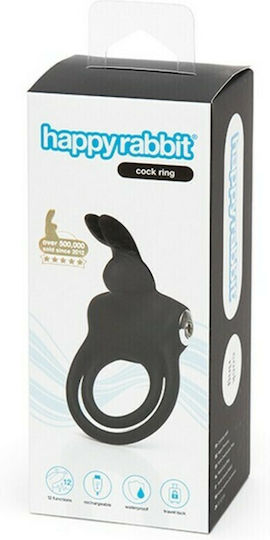 Happy Rabbit Rechargeable Cock Ring Вибриращ Пръстен Петел Black HR-73137