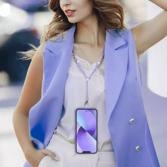 Blue Star Crystal Diamond Neck Strap for Mobile Purple