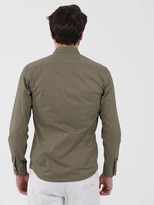 Edward Jeans Herrenhemd Langärmelig Baumwolle Khaki