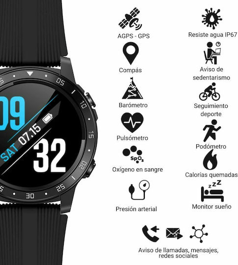 MaxCom FW37 Argon Smartwatch mit Pulsmesser (Schwarz)
