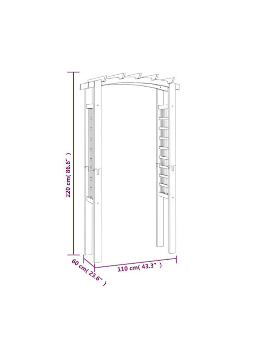 Αψίδα Κήπου από Ξύλο σε Καφέ Χρώμα 110x60x210cm