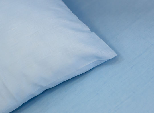 My Home Luxury Sheet Set with 2 Pillowcases Super-Double with Elastic 160x200+25cm. Monochrome Sky Blue 3pcs