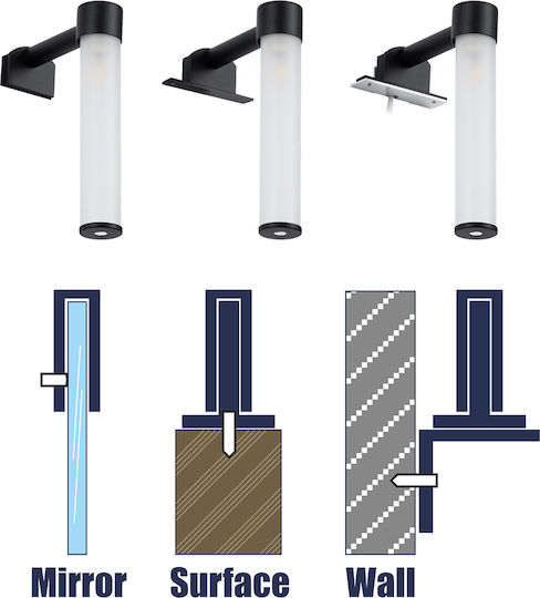 GloboStar Elsa Modern Lamp Bathroom with Socket G9 Black 13.5x20cm
