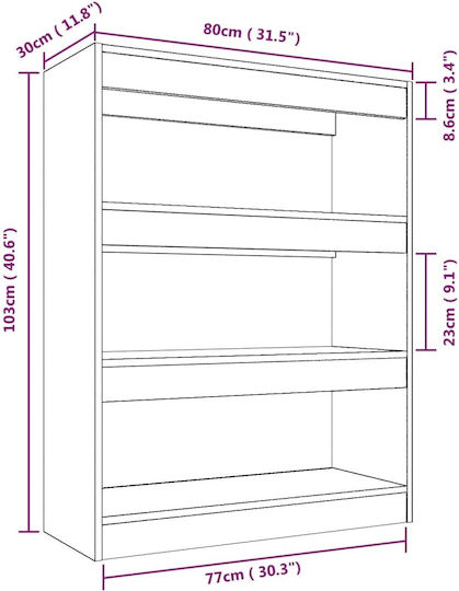 Bibliothek Grau Sonoma 80x30x103cm