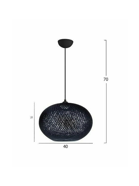 HomeMarkt Reglabil Lustră Negru Boem cu frânghie pentru Dulie E27 40cm.