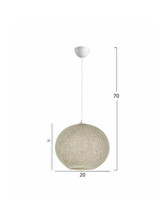 HomeMarkt Adjustable Pendant Light Beige Boho with Rope for Socket E27 20x21x70cm