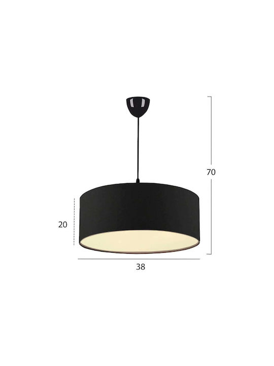 Freebox Adjustable Pendant Light for Socket E27 Black 38x20cm