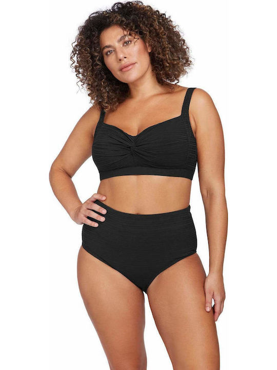 Bikini Slip Hohe Taille Schwarz