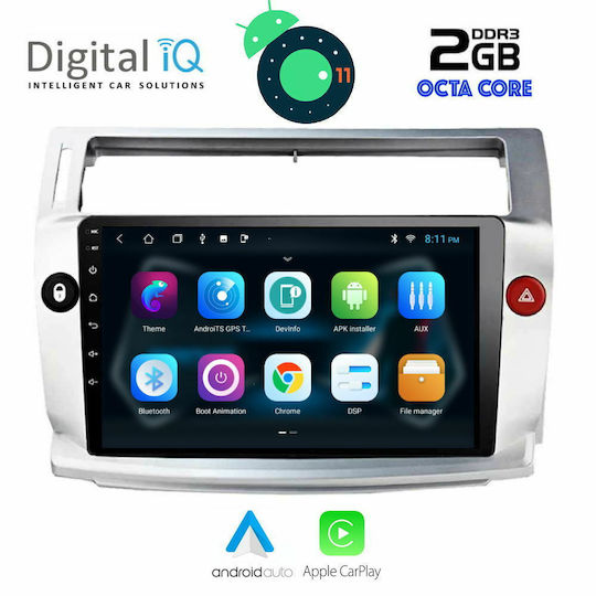 Digital IQ Car-Audiosystem für Citroen C4 Audi A7 2004-2010 (Bluetooth/USB/AUX/WiFi/GPS/Apple-Carplay/Android-Auto) mit Touchscreen 9"