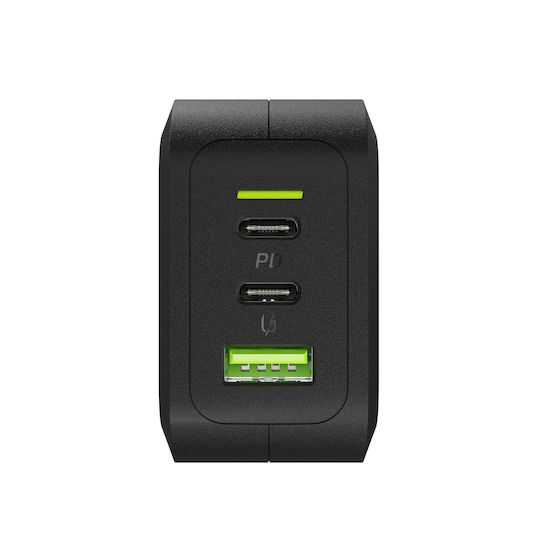 Green Cell GaN Wireless Charger with USB-A Port and 2 USB-C Output Ports 65W Power Delivery / Quick Charge 3.0 Black