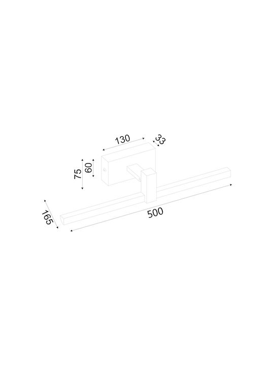 Aca Mirar Modern Aplică de Perete cu LED Integrat și Lumină Alb Cald Argint Lățime 50cm