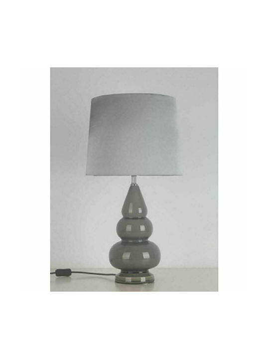 Iliadis Ceramic Table Lamp for Socket E27 with White Shade and Gray Base