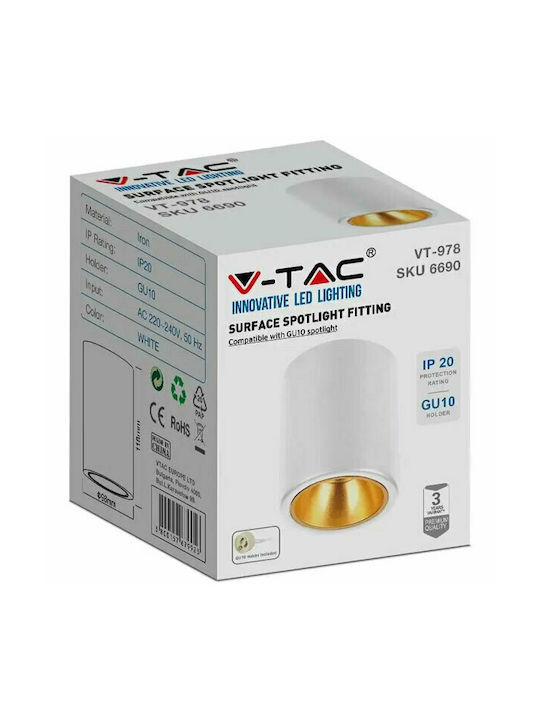 V-TAC Μονό Σποτ με Ντουί GU10 σε Λευκό Χρώμα