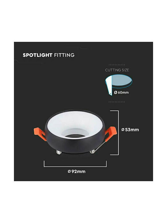 V-TAC Rotund Metalic Cadru pentru Spoturi GU10 Alb 9.2x9.2cm. 1buc