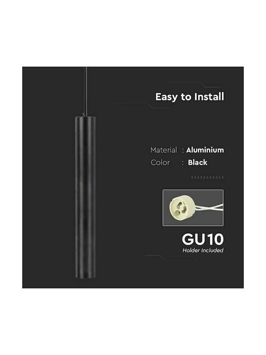 V-TAC Κρεμαστό Φωτιστικό Μαύρο με Ντουί GU10 6x50x50εκ.