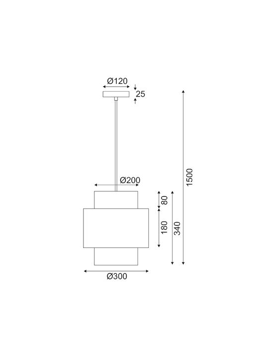 Aca Nisyros Pendant Light Single-Light for Socket E27 Black