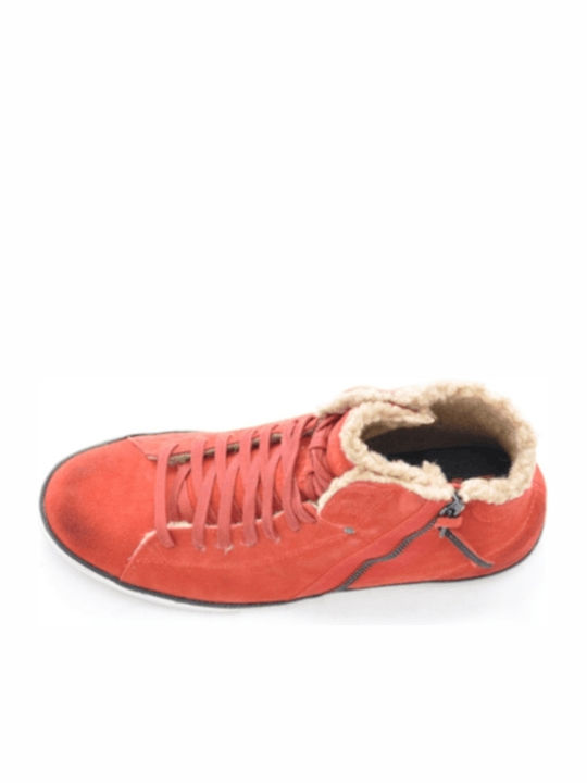 Leder Stiefeletten Damen Rot