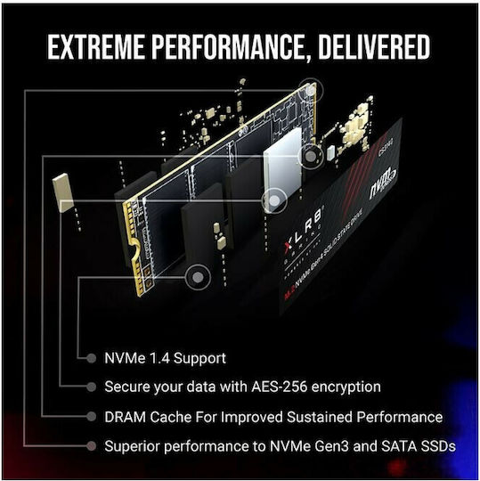 PNY XLR8 CS3140 SSD 4TB τύπου M.2 με σύνδεση PCI Express 4.0 (PS5 Compatible) M280CS3140-4TB-RB