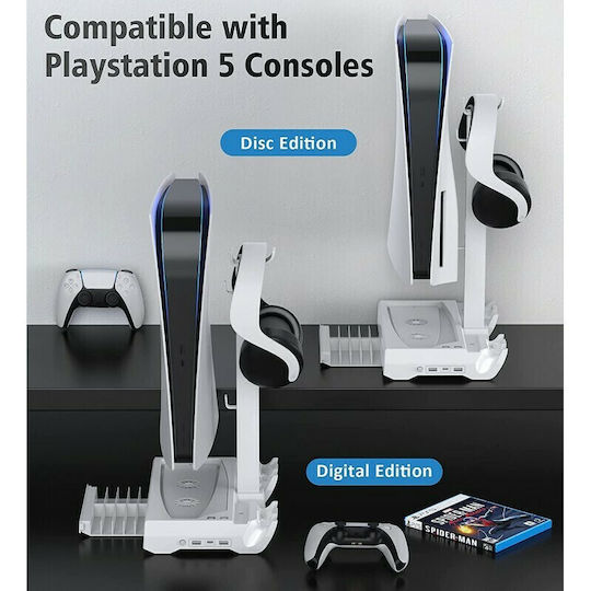 Stație de încărcare pentru 2 controllere PS5 Alb