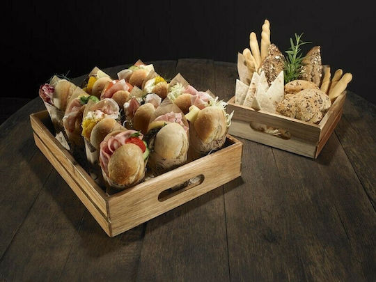 Leone Carrier Serving Basket Wooden with Dimensions 32.5x26.5x7cm 1pcs